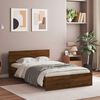 vidaXL Bed Frame with Headboard and LED Brown Oak 140x200 cm