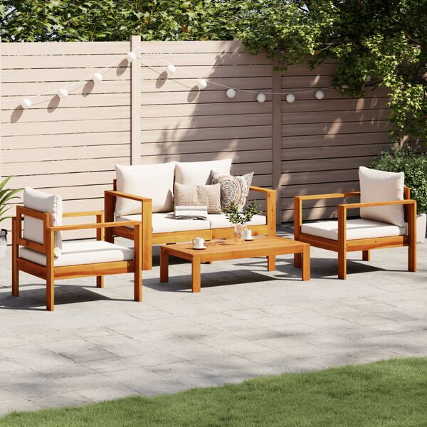 vidaXL 4 Piece Garden Sofa Set with Cushions Solid Wood Acacia