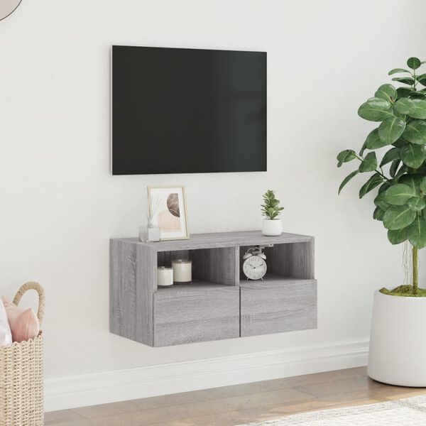 vidaXL TV Wall Cabinet Grey Sonoma 60x30x30 cm Engineered Wood