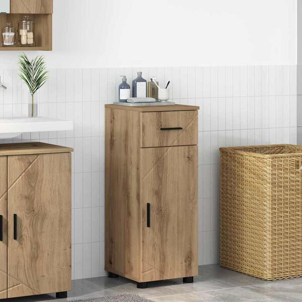 vidaXL Bathroom Cabinet with Drawer Artisan Oak 30 x 35 x 80 cm