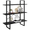 vidaXL 3-Tier Book Cabinet Black 100x30x105 cm Solid Pine Wood
