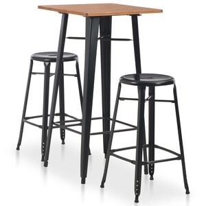 vidaXL 3 Piece Bar Set Steel Black
