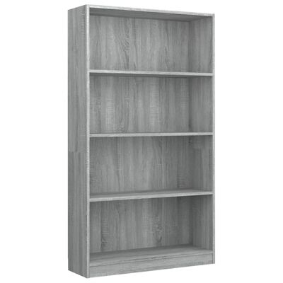 vidaXL 4-Tier Book Cabinet Grey Sonoma 80x24x142 cm Engineered Wood