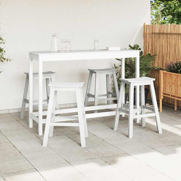 vidaXL Garden Bar Set 4 pcs White HDPE