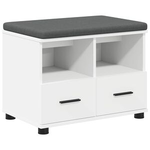 vidaXL Hall Bench with Cushion with Drawer White 60 x 38 x 46 cm