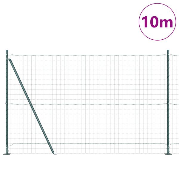 vidaXL Fence with Post Green 1.5 x 10 m Steel