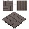 vidaXL Decking Tile 11 pcs Dark Brown 30 x 30 cm WPC