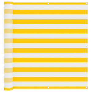 vidaXL Balcony Screen Yellow and White 110 x 400 cm Oxford Fabric