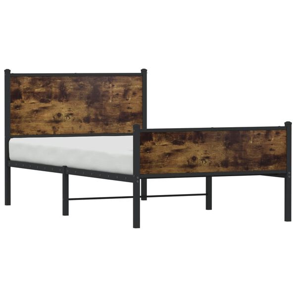 vidaXL Metal Bed Frame without Mattress Smoked Oak 100x190 cm