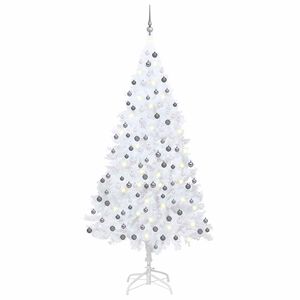 vidaXL Artificial Pre-lit Christmas Tree with Ball Set White 210 cm PVC