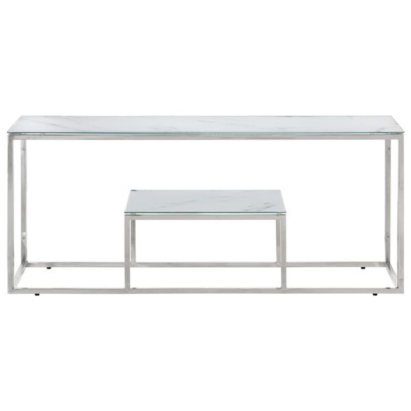 vidaXL Coffee Table Silver Stainless Steel and Tempered Glass