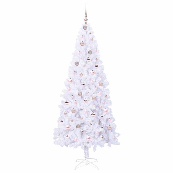 vidaXL Artificial Christmas Tree with Stand White 210 cm PVC and Steel