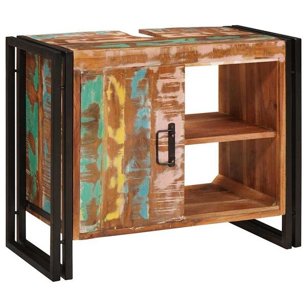 vidaXL Bathroom Sink Cabinet with Door Solid Reclaim wood and Iron