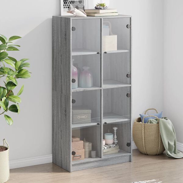 vidaXL Highboard with Doors Grey Sonoma 68x37x142 cm Engineered Wood