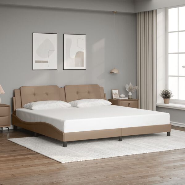 vidaXL Bed Frame without Mattress "Zadar" Cappuccino 200x200 cm Faux Leather