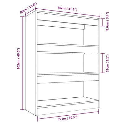 vidaXL Book Cabinet/Room Divider White 80x30x103 cm Engineered wood