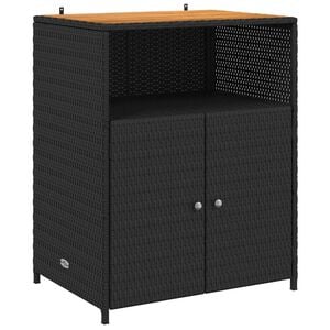 vidaXL Cabinet Black 70 x 50 x 87 cm Polyester and Roly Ratten