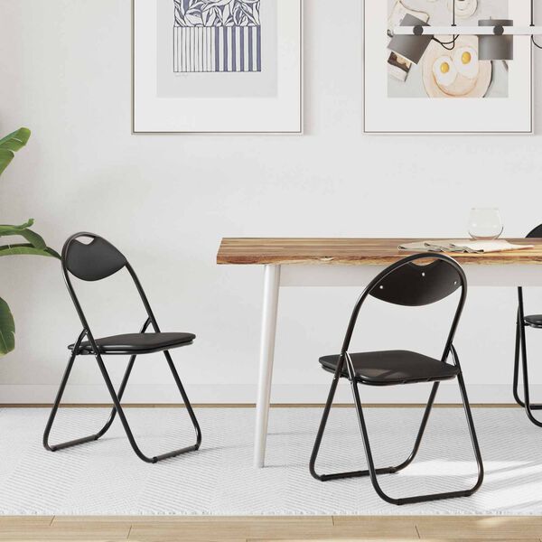 vidaXL Folding Chair 2 pcs Black 48 x 43.5 x 81 cm Faux Leather