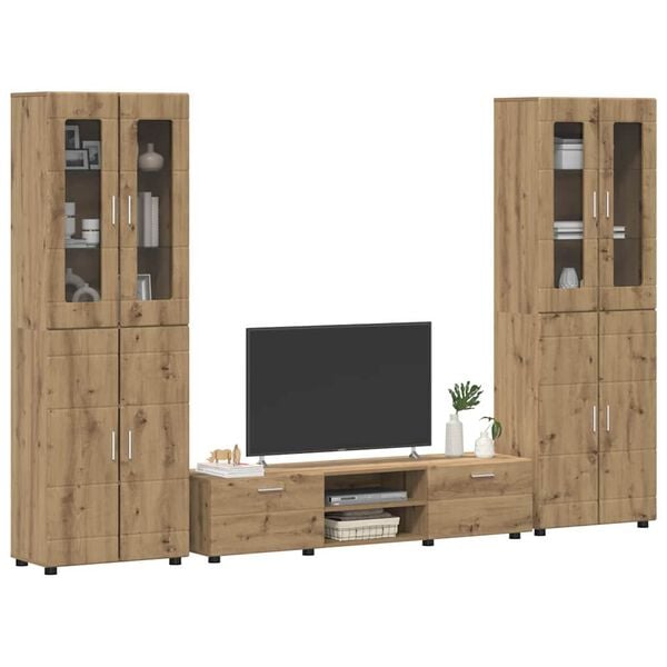 vidaXL TV Cabinet Set with Drawer FLORIN Artisan Oak Engineered Wood