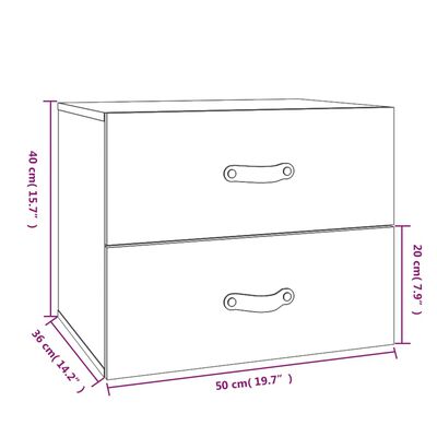 vidaXL Wall-mounted Bedside Cabinet 50x36x40 cm