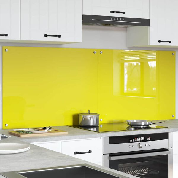 vidaXL Kitchen Backsplash 2 pcs Yellow 80 x 60 cm Tempered Glass
