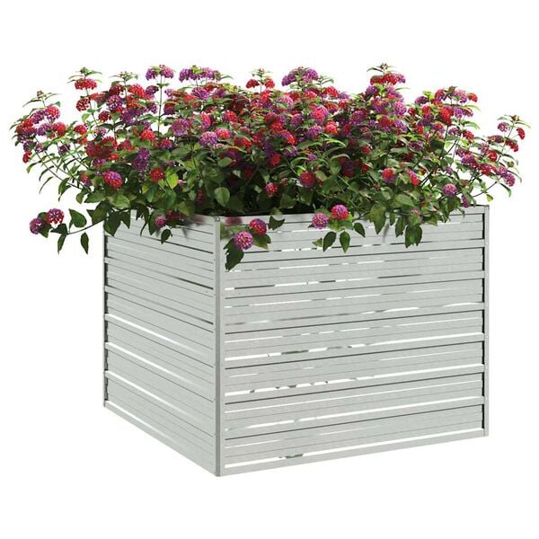 vidaXL Garden Raised Bed 100x100x77 cm Galvanized Steel Silver