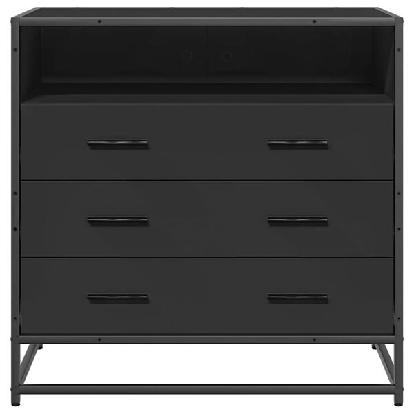 vidaXL Drawer Cabinet Black 70x41x70 cm Engineered Wood