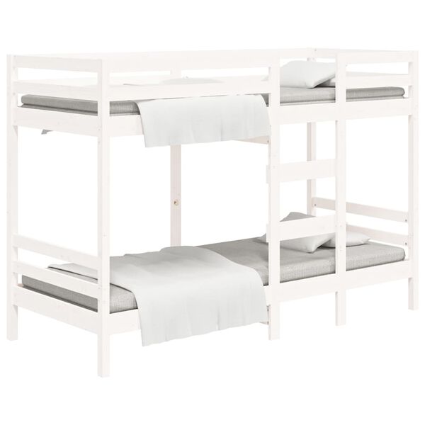 vidaXL Bunk Bed without Mattress White 75x190 cm Small Single Solid Wood Pine
