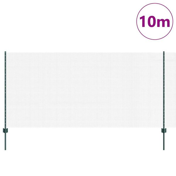 vidaXL Fence with Post Green 1.2 x 10 m Steel and PVC