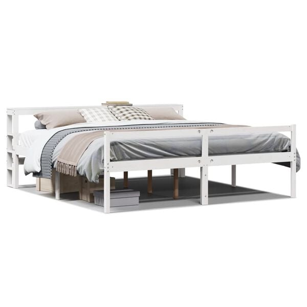 vidaXL Senior Bed with Headboard without Mattress White 180x200 cm Super King