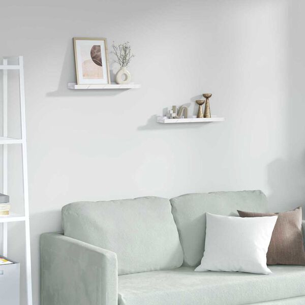 vidaXL Wall Shelf 2 pcs White Marble 40 x 9 x 3 cm Engineered Wood