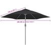 vidaXL Replacement Fabric for Outdoor Parasol Black 300 cm