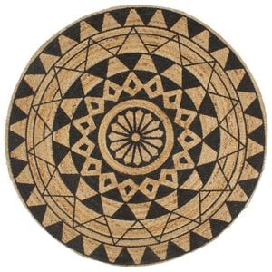 vidaXL Handmade Rug Jute with Black Print 90 cm