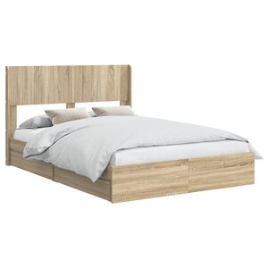vidaXL Bed Frame with Storage and Headboard Sonoma Oak 160 x 200 cm