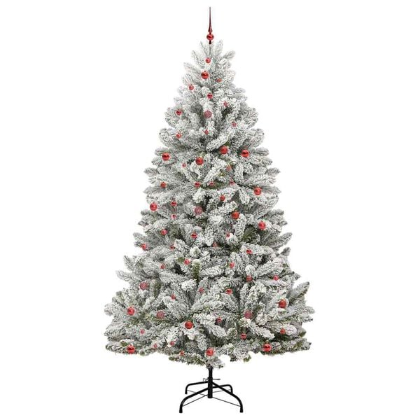 vidaXL Artificial Christmas Tree Green and White 300 cm PVC and Metal