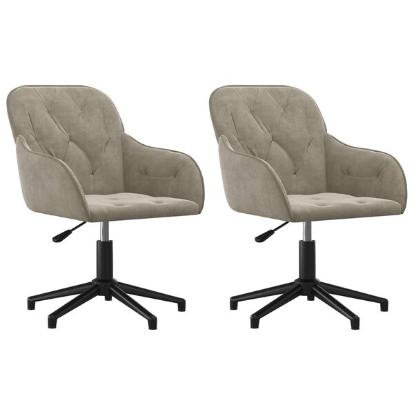 vidaXL Dining Chair 2 pcs Light Grey 55 x 59.5 x 77 cm Velvet