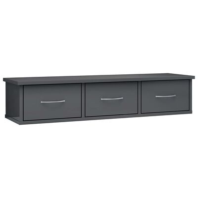 vidaXL Wall Drawer Shelf High Gloss Grey 88x26x18.5 cm Engineered Wood