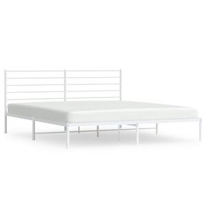 vidaXL Metal Bed Frame without Mattress with Headboard White 183x213cm