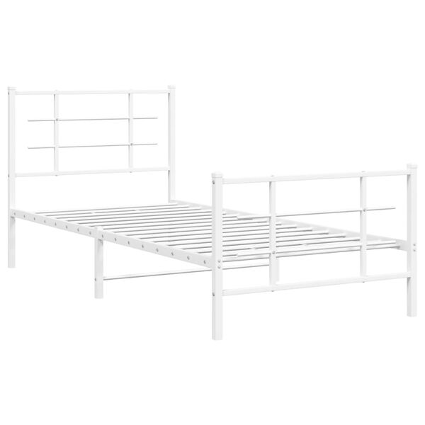 vidaXL Metal Bed Frame without Mattress with Footboard White 90x200cm