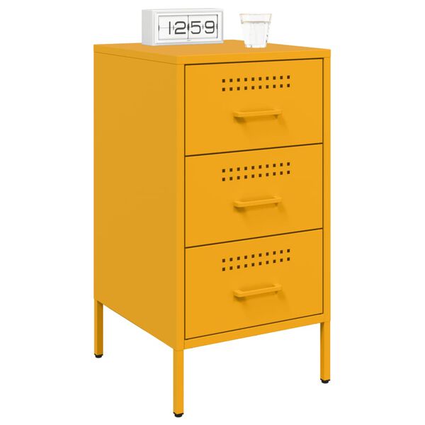 vidaXL Bedside Cabinets 2 pcs Mustard Yellow 36x39x68 cm Steel