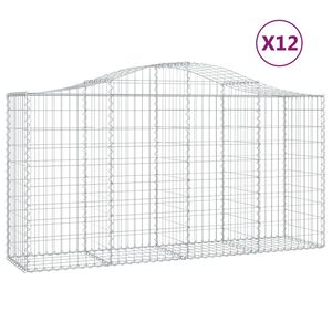 vidaXL Arched Gabion Baskets 12 pcs 200x50x100/120 cm Galvanised Iron