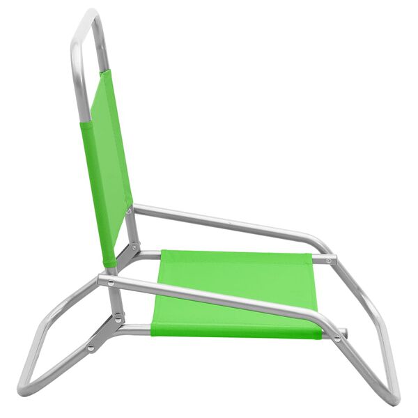 vidaXL Folding Beach Chairs 2 pcs Green Fabric