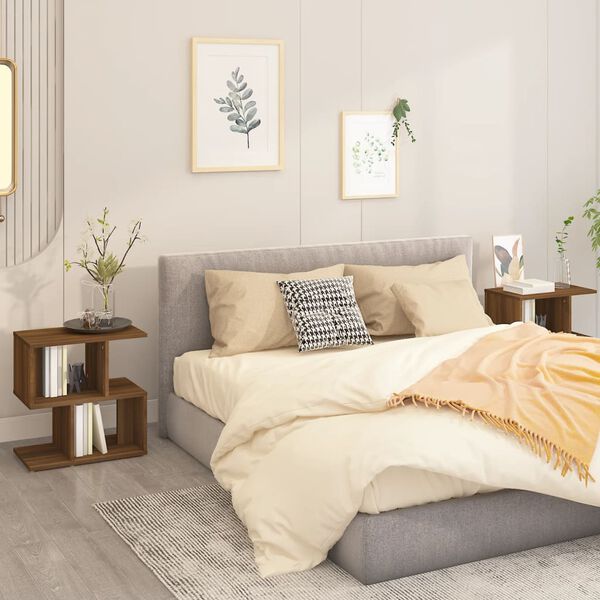 vidaXL Bedside Cabinets 2 pcs Brown Oak 50x30x51.5 cm Engineered Wood
