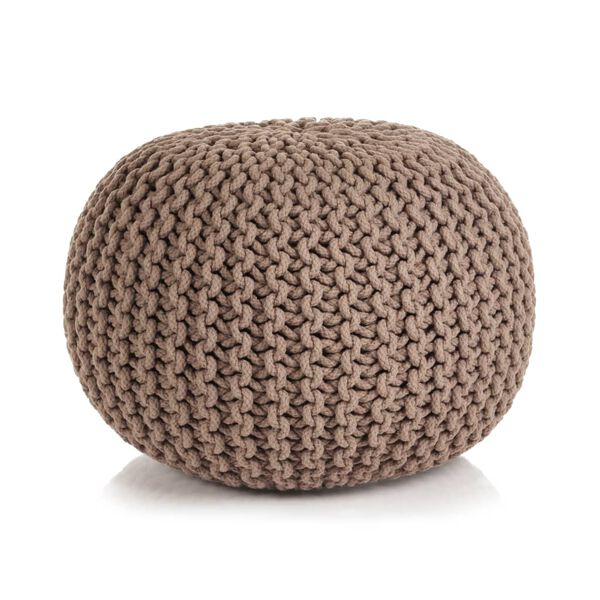 vidaXL Hand-Knitted Pouffe Cotton 50x35 cm Brown