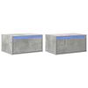 vidaXL Wall-mounted Bedside Cabinets with LED Lights 2 pcs Concrete Grey