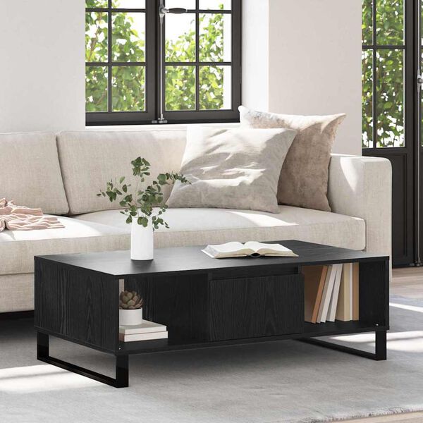 vidaXL Coffee Table Black Oak 104 x 60 x 35 cm Engineered Wood