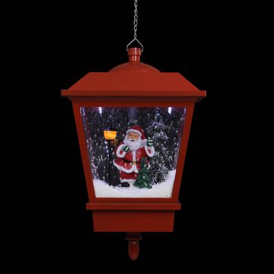 vidaXL Christmas Hanging Lamp with LED Light and Santa Red 27x27x45 cm