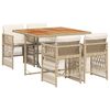 vidaXL 5 Piece Garden Dining Set with Cushions Beige Poly Rattan