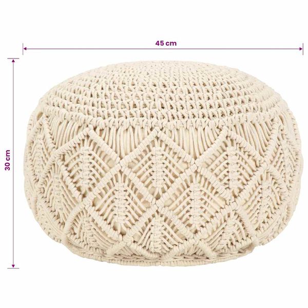 vidaXL Macrame Handmade Pouffe 45x30 cm Cotton