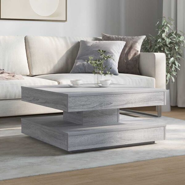 vidaXL Coffee Table 360-Degree Rotatable Grey Sonoma 70x70x34.5 cm